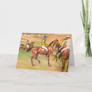 Tävling hästar, berömd målning av Edgar Degas Helgkort
