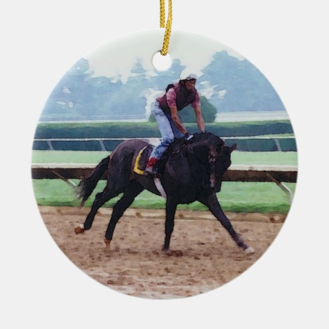 Tävling-hästhaj Julgransprydnad Keramik (Framsidan)