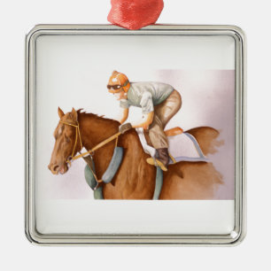 Tävling Horse och Jockey Julgransprydnad Metall