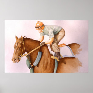 Tävling Horse och Jockey Poster