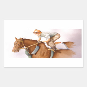 Tävling Horse och Jockey Rektangulärt Klistermärke