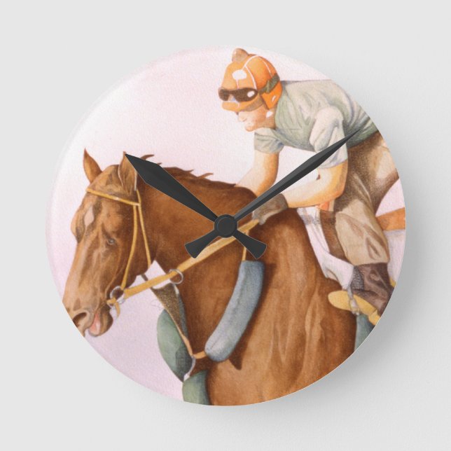 Tävling Horse och Jockey Rund Klocka (Framsida)