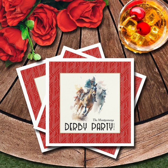 Tävling Horses Derby Party Red Pappersservett (Race Horses Derby Party Red Napkins)
