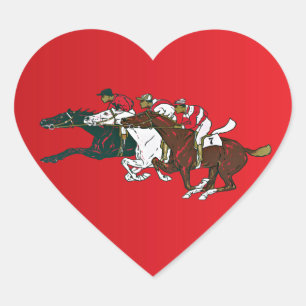Tävling Horses Sticker Hjärtformat Klistermärke