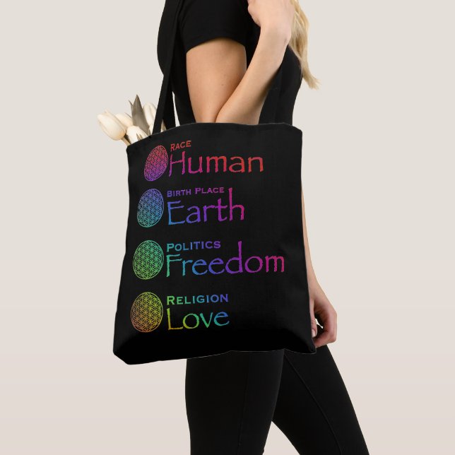 Tävling Human Birplace Earth Politik Freedom kärle Tygkasse (Närbild)