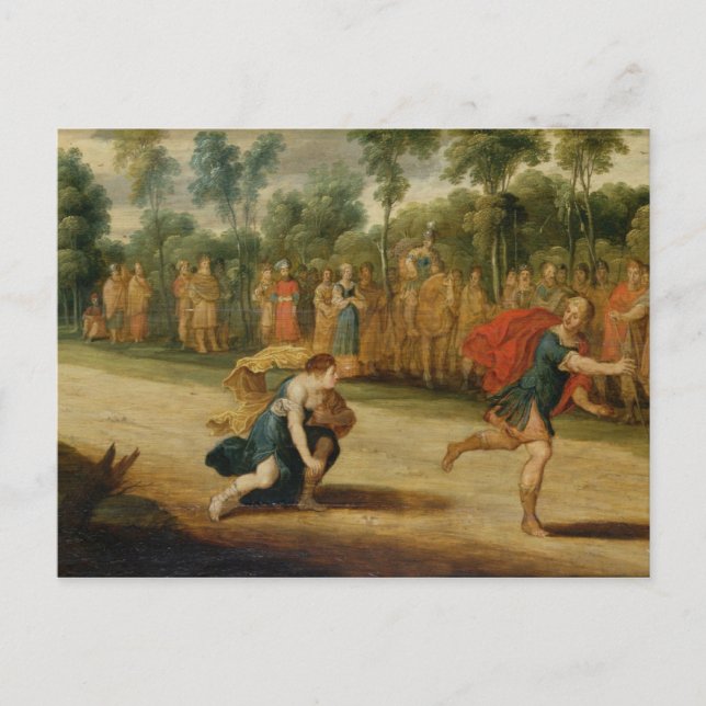 Tävling i Atalanta och Hippomenes (olja på panelen Vykort (Framsida)