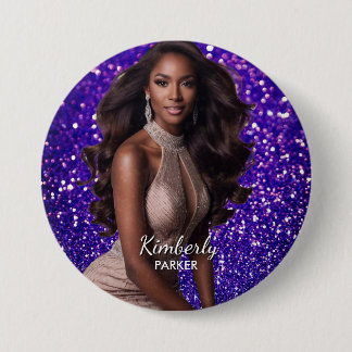 Tävling Knapp Pin Purpur Glitter Flickor Knappar