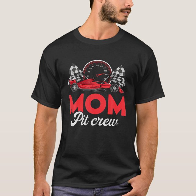Tävling-Mamma i födelsedagskorgen Mamma Pit Cre T Shirt (Framsida)