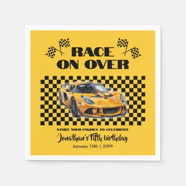 Tävling över vilken ålder som helst Gult på födels Pappersservett (Framsidan)