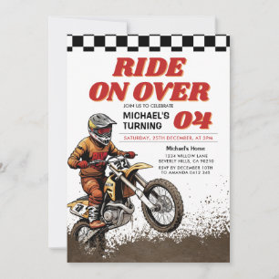 Tävling på över Barn Dirt Motorcross Födelsedagsfe Inbjudningar