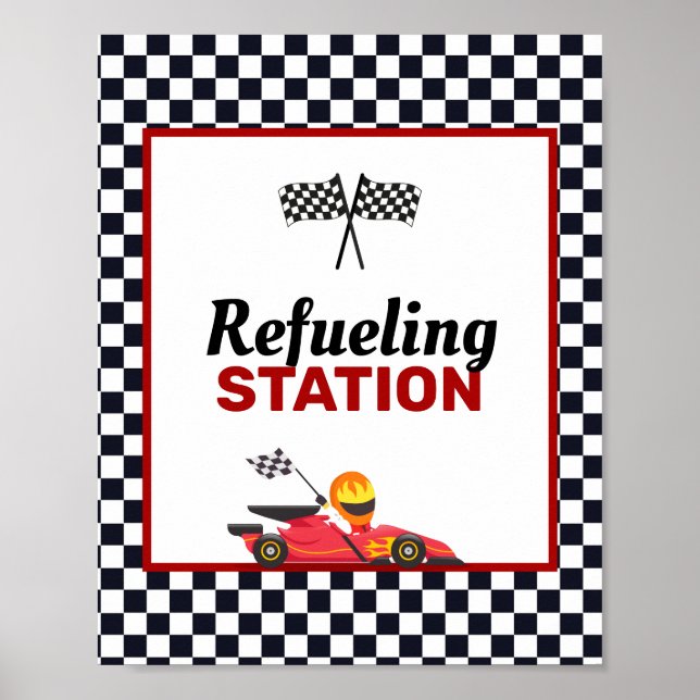 Tävling Tävla Boy Birthday Refueling Station Poster (Framsidan)