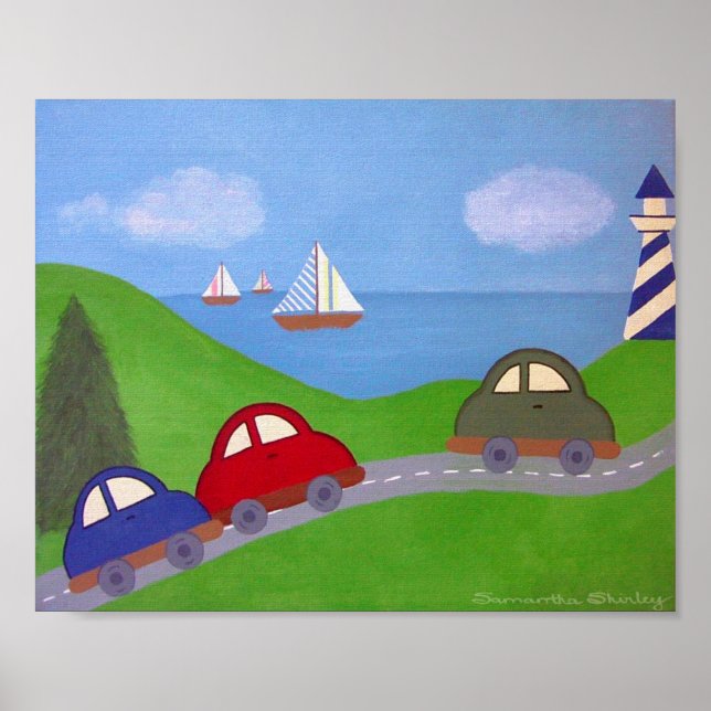Tävling Till Regattan - 8x10 Bilar Båt Pojkar Barn Poster (Framsidan)