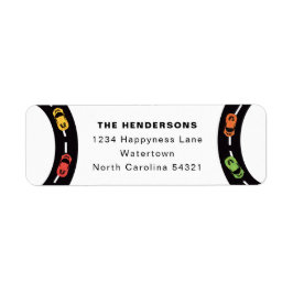 Tävling Track Boys 4e födelsedagen White Returadress Etikett