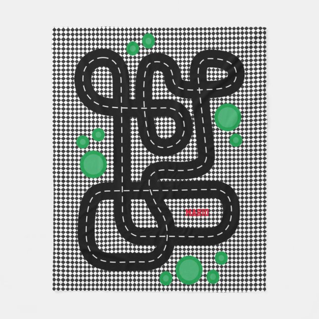 Tävling Track Kids Playmat Cars Lastbilar Namn Boy Fleecefilt (Framsidan)