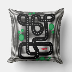 Tävling Track Kids Playmat Cars Lastbilar Namn Boy Kudde