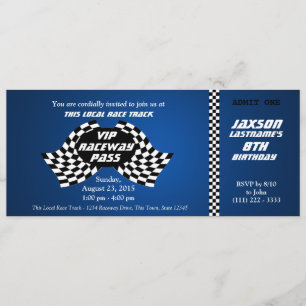 Tävling Track Pass Birthday Biljett Inbjudningar
