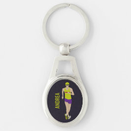 Tävling Walking Ovalt Silverfärgad Nyckelring