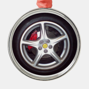 Tävlingbilen rullar julgransprydnad metall