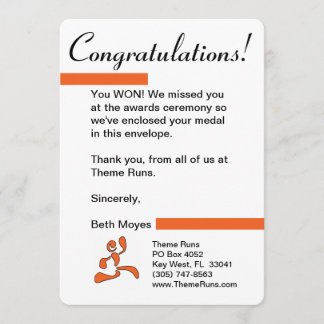 Tävlingdirektör - medaljvinnarebrev tack kort