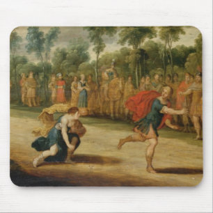 Tävlingen av Atalanta och Hippomenes (olja på Musmatta