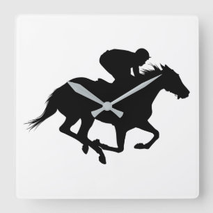 TävlinghästSilhouette Fyrkantig Klocka