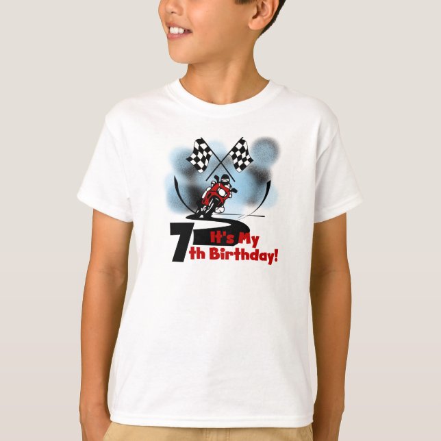 Tävlings- 7:efödelsedag för motorcykel tee shirt (Framsida)