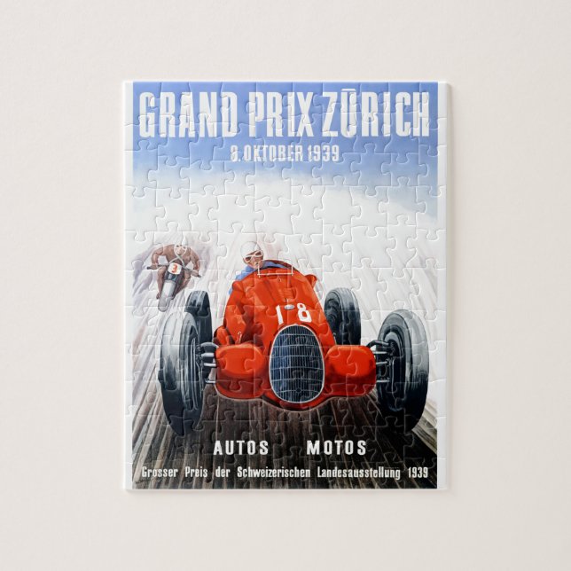Tävlings- affisch 1939 för Zurich grand prix Pussel (Vertikal)