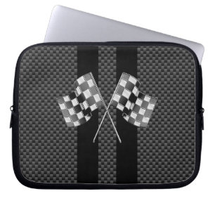 Tävlings- flaggordesign på stil för randkolfibe laptop sleeve