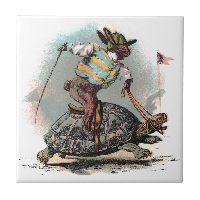 Tävlings- kaninridningsköldpadda kakelplatta (Framsidan)