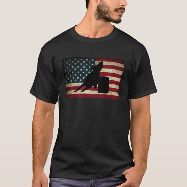Tävlings- kvinnligt för amerikantrumma med flagga t shirt (Framsida)