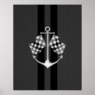 Tävlings- nautiskt för fartyg i kolfiberstil poster