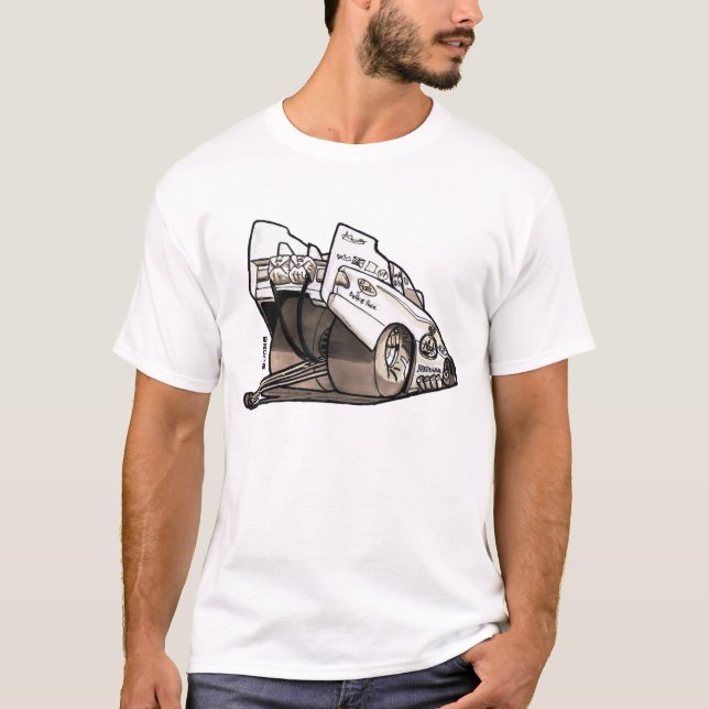 Tävlings- rolig bilkarikatyr för friktion t shirt (Framsida)