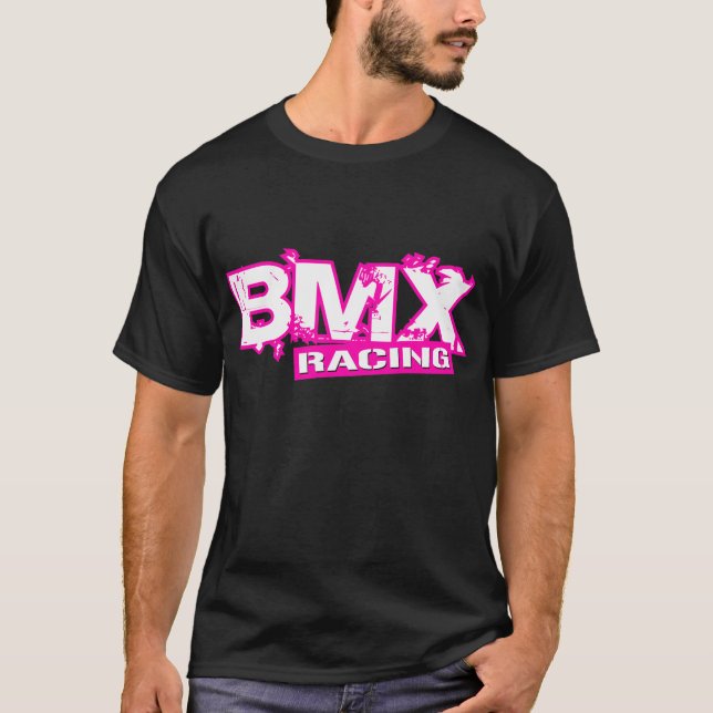 TÄVLINGS- ROSA VIT FÖR BMX T-SHIRT (Framsida)
