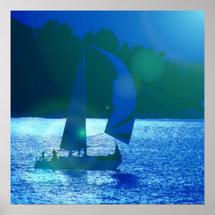 Tävlings- segelbåtaffisch för Spinnaker Poster