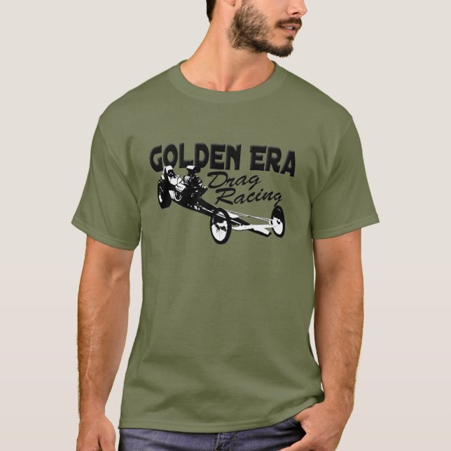 Tävlings- Slingshot Dragster för guld- Erafriktion T-shirt (Framsida)