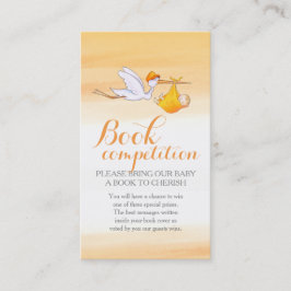 Tävlingskort för babydusch-stork bok tidsbeställning kort
