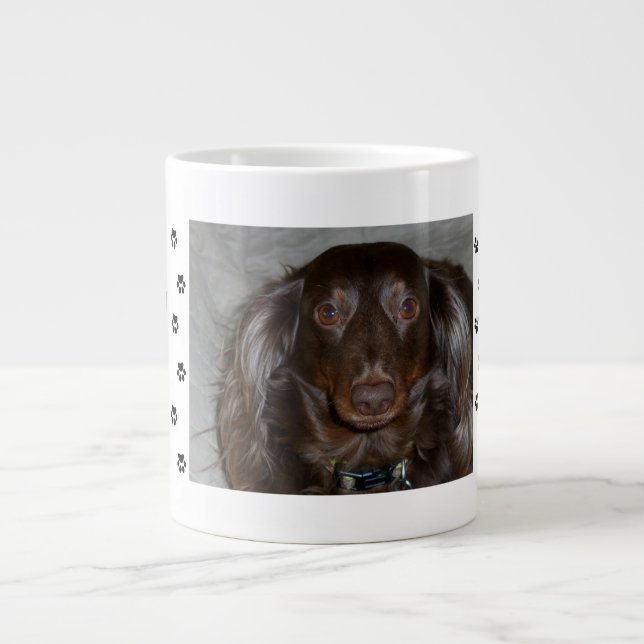 Tavlor med 1 husdjurs foto och namn jumbo mugg (Framsidan)