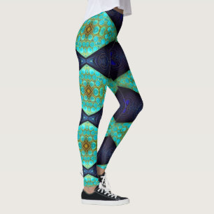Tavy, Teal and Guld Diamond Leggings