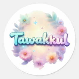 Tawakkul Pastel Kawaii Stil Sticker - Islamiska mo Runt Klistermärke