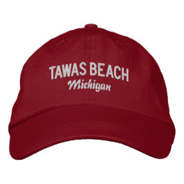 Tawas Beach Michigan Embroidered Hat Broderad Keps