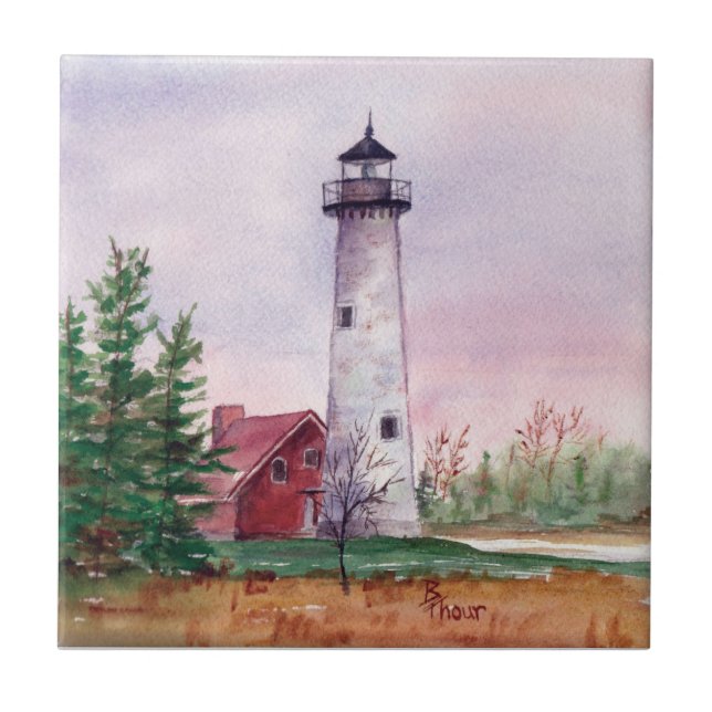 Tawas pekar Lighthouthouse belägger med tegel Kakelplatta (Framsidan)