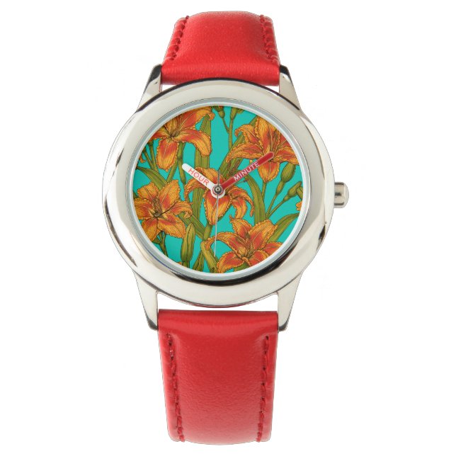 Tawny-blommor Armbandsur (Framsida)