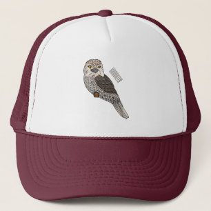 Tawny grogmouth bird tecknad illustration keps
