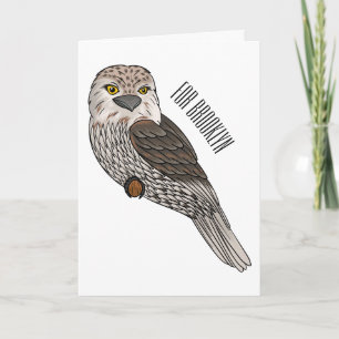 Tawny grogmouth bird tecknad illustration kort