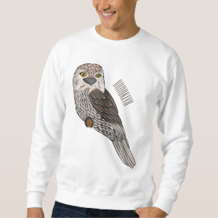 Tawny grogmouth bird tecknad illustration lång ärmad tröja