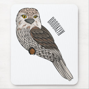 Tawny grogmouth bird tecknad illustration musmatta