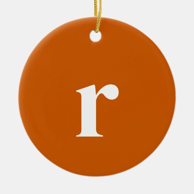 Tawny Initial Brev | Minimalistisk Trendig Julgransprydnad Keramik (Framsidan)