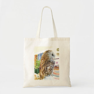 Tawny owl tote bag tygkasse