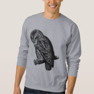 Tawny Uggla Ugglor Bird Vintage Wood Engration Sweatshirt