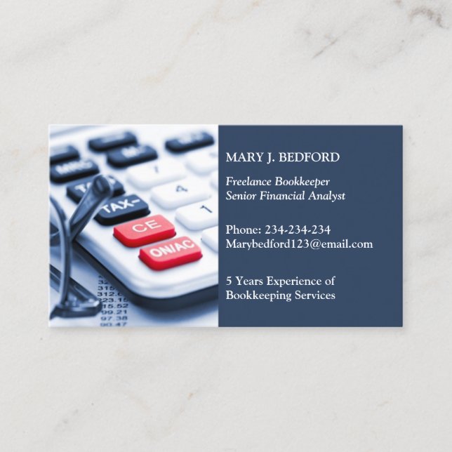 Tax Accountant CPA Business Card Template Visitkort (Framsida)
